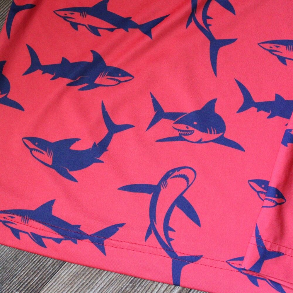 Waggle Polo Shirt Mens XL Red Shark Print Stretch Performance Golf - Picture 11 of 12